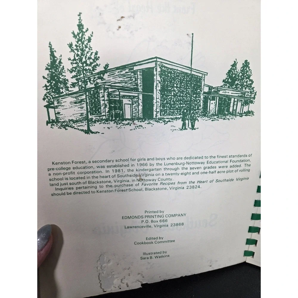 VTG 1983‎ Favorite Recipes Kenston Forest School Cookbook Blackstone Virginia